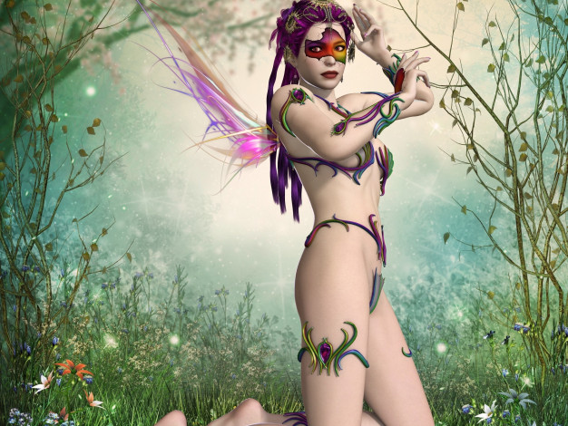 Обои картинки фото 3д графика, эльфы , elves, цветы, фон, взгляд, эльфийка