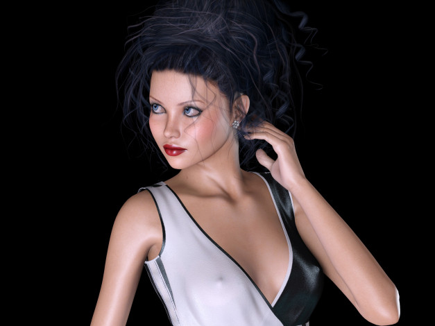 Обои картинки фото 3д графика, люди , people, фон, взгляд, девушка