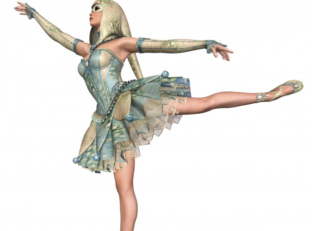 Обои картинки фото 3д графика, люди , people, девушка, балерина, поза, фон, взгляд