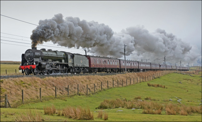 Обои картинки фото техника, паровозы, железная, паровоз, дорога, рельсы