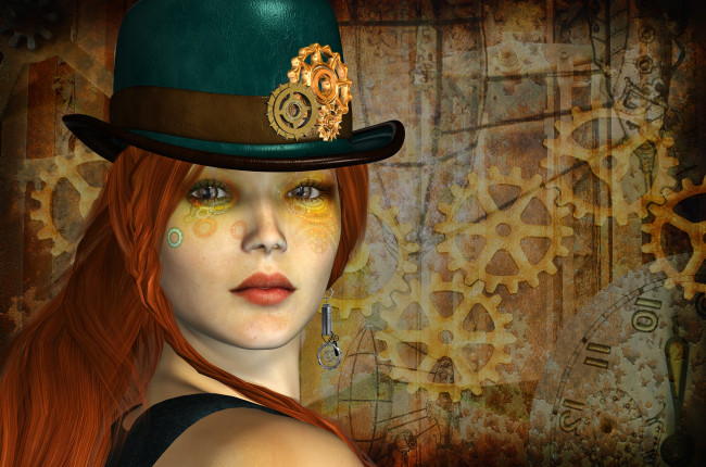 Обои картинки фото 3д графика, портрет , portraits, фон, взгляд, девушка