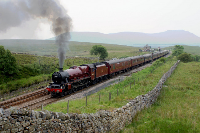 Обои картинки фото техника, паровозы, паровоз, рельсы, железная, дорога