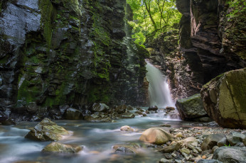 Картинка природа водопады лес водопад река