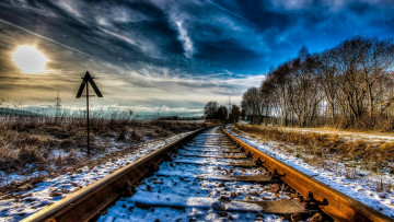 Картинка разное транспортные+средства+и+магистрали зима деревья поле снег железная дорога