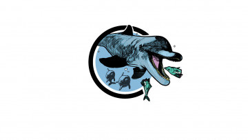 Картинка рисованное минимализм дельфин море рыбка охота