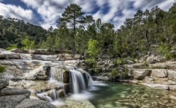 Картинка природа водопады водопад река лес