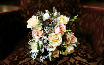 Картинка цветы букеты +композиции шишки букет розы