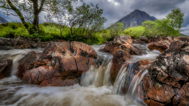 Обои картинки фото природа, водопады, река, лес, водопад