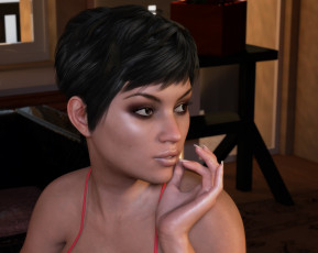 Картинка 3д+графика портрет+ portraits фон взгляд девушка