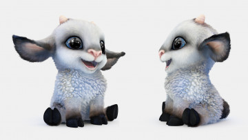 Картинка 3д+графика животные+ animals фон овечки