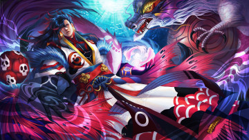 Картинка аниме onmyouji арт дух воин onmyoji дракон мужчина