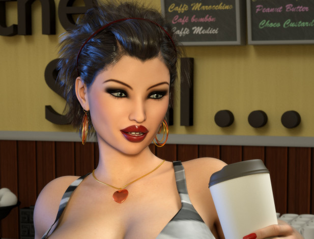 Обои картинки фото 3д графика, портрет , portraits, фон, взгляд, девушка