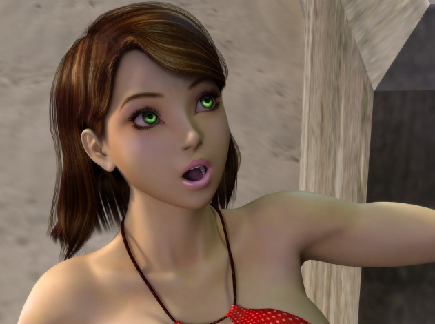 Обои картинки фото 3д графика, портрет , portraits, девушка, взгляд, фон