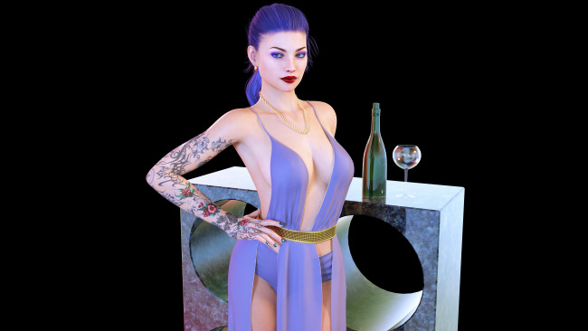 Обои картинки фото 3д графика, люди , people, девушка, взгляд, фон