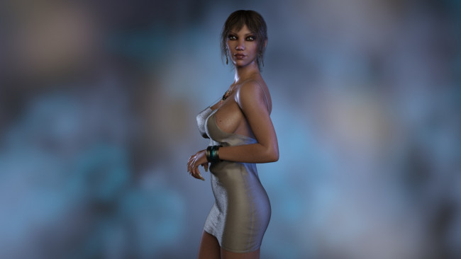 Обои картинки фото 3д графика, люди , people, фон, взгляд, девушка