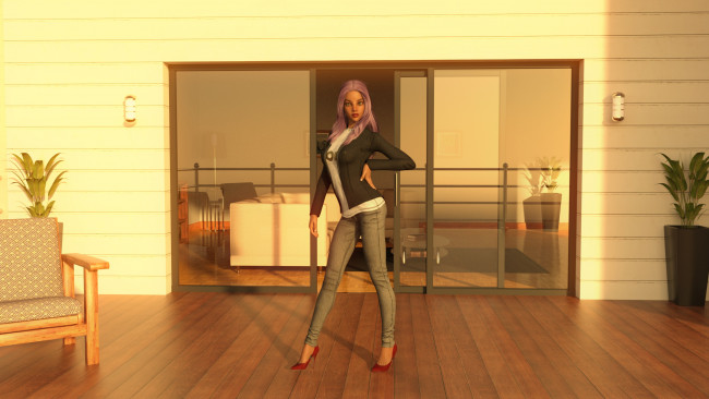 Обои картинки фото 3д графика, люди , people, взгляд, девушка, фон