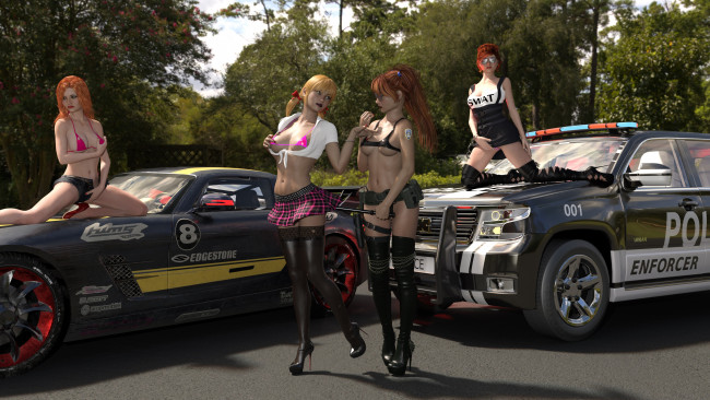 Обои картинки фото 3д графика, люди-авто, мото , people- car ,  moto, фон, взгляд, девушки