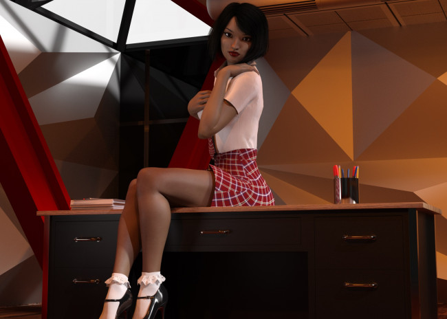 Обои картинки фото 3д графика, люди , people, фон, взгляд, девушка