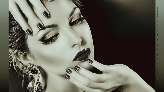 Обои картинки фото календари, компьютерный дизайн, calendar, руки, женщина, маникюр, серьги, девушка, украшение, 2019