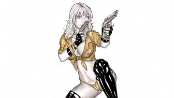 Картинка рисованное elberty+oliveira девушка фон пистолет