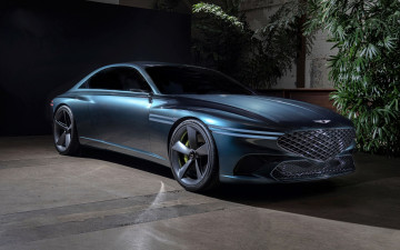 обоя genesis x concept, автомобили, genesis, синий, двор