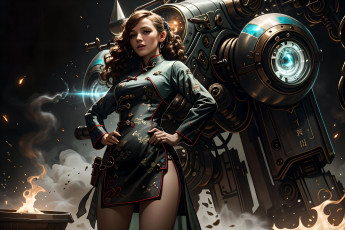 Картинка фэнтези роботы +киборги +механизмы нейросети графика нейроарт ai art нейронные сети рисунки нейро искусство