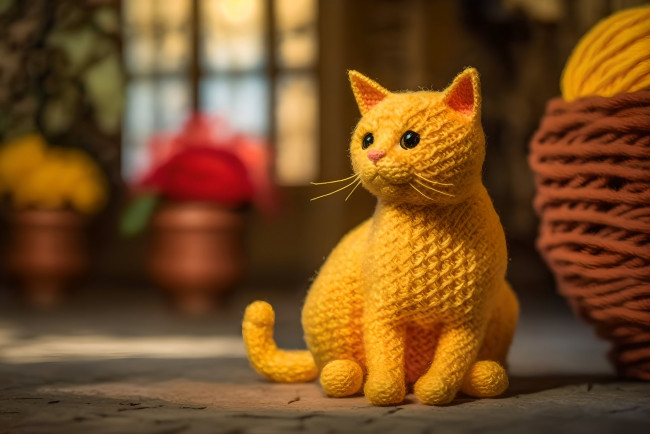 Обои картинки фото разное, ремесла,  поделки,  рукоделие, нейросети, графика, нейроарт, ai, art, нейронные, сети, рисунки, нейро, искусство, вязаный, кот