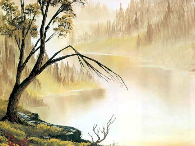 Обои картинки фото bob, ross, рисованные