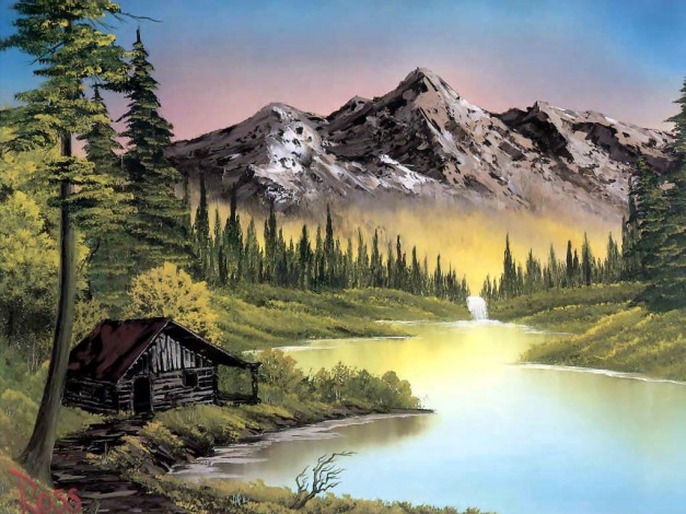 Обои картинки фото bob, ross, рисованные