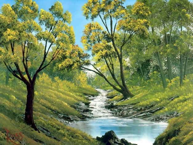 Обои картинки фото bob, ross, рисованные