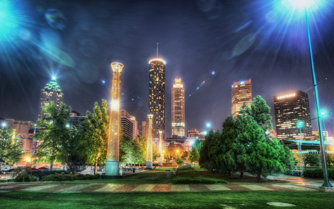 Обои картинки фото atlanta, города, огни, ночного