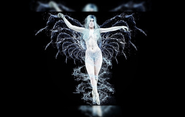 Картинка 3д графика people люди брызги девушка вода