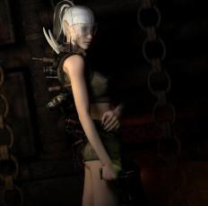 Картинка 3д графика fantasy фантазия девушка оружие