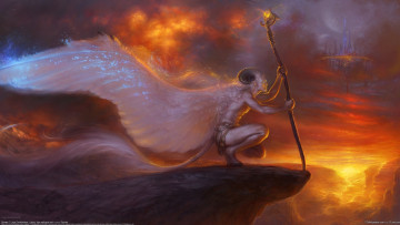 Картинка liiga smilshkalne фэнтези существа крылья посох скала