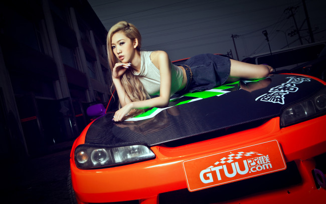 Обои картинки фото автомобили, авто, девушками, азиатка, девушка, nissan, s15