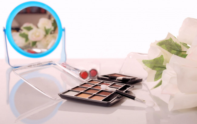 Обои картинки фото разное, косметика, духи, зеркало, тени