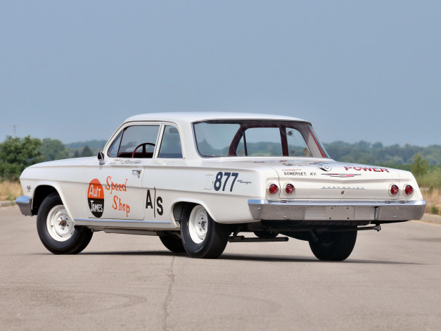 Обои картинки фото автомобили, chevrolet, светлый, 1211, car, race, sedan, 2-door, hp, 409-409, biscayne