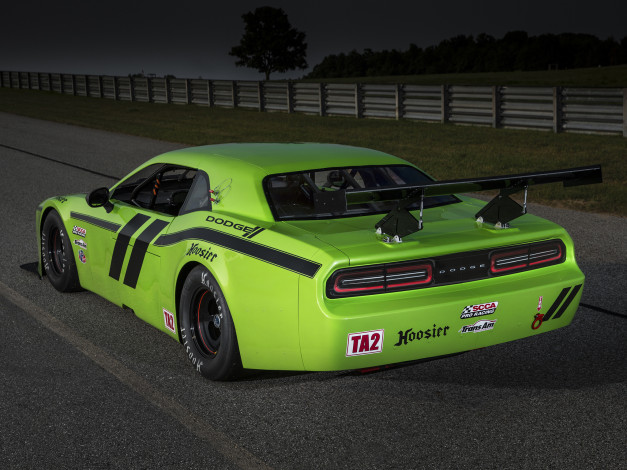 Обои картинки фото автомобили, dodge, trans, am, srt, challenger, lc, зеленый, 2014г
