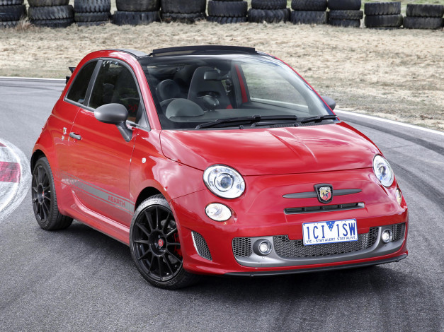 Обои картинки фото автомобили, fiat, abarth, 595c, 2014г, au-spec, competizione, красный