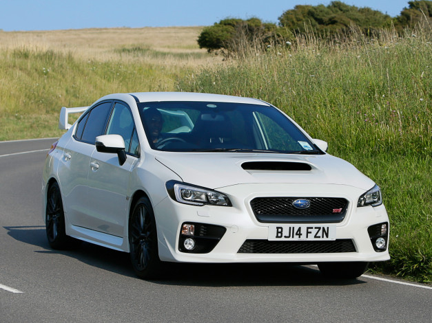 Обои картинки фото автомобили, subaru, светлый, 2014г, uk-spec, wrx, sti