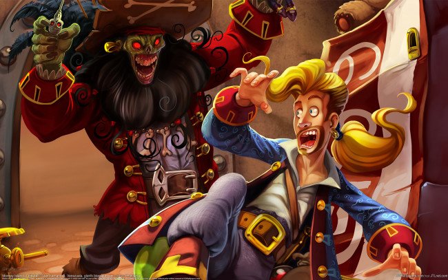 Обои картинки фото monkey island 2,  lechuck`s revenge, видео игры,  lechuck`s revenge - special edition, пират, скелет, glen, fernandez, monkey, island