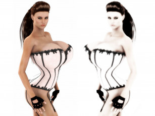 Картинка 3д+графика люди+ people перчатки взгляд фон девушка