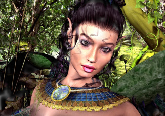 Картинка 3д+графика эльфы+ elves фон взгляд эльфийка