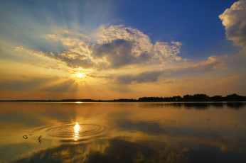 Картинка природа восходы закаты закат озеро вечер небо