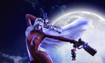 Картинка видео+игры ~~~другое~~~ bayonetta пистолеты umbra witch полнолуние all 4 one девушка jeanne луна ведьма ночь platinum games