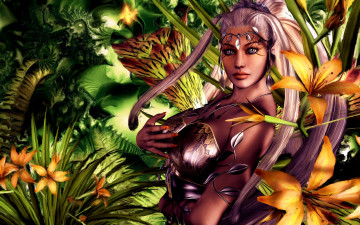 Картинка 3д+графика люди+ people фон взгляд девушка цветы