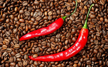 Картинка еда разное зерна кофе чили перец