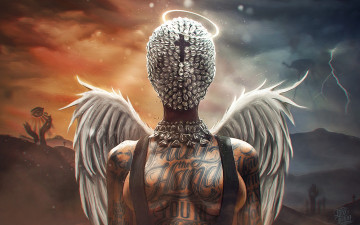 Картинка фэнтези ангелы max twain illustration art erotic girl retouch alchemy ангел крылья грудь