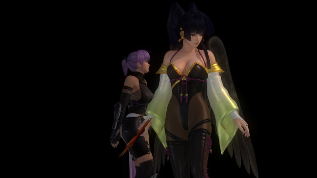 Обои картинки фото видео игры, dead or alive 5, демон, оружие, фон, взгляд, девушки