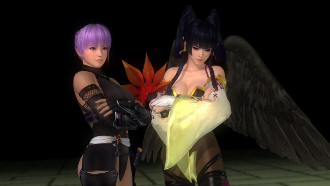 Обои картинки фото видео игры, dead or alive 5, девушки, фон, оружие, демон, взгляд